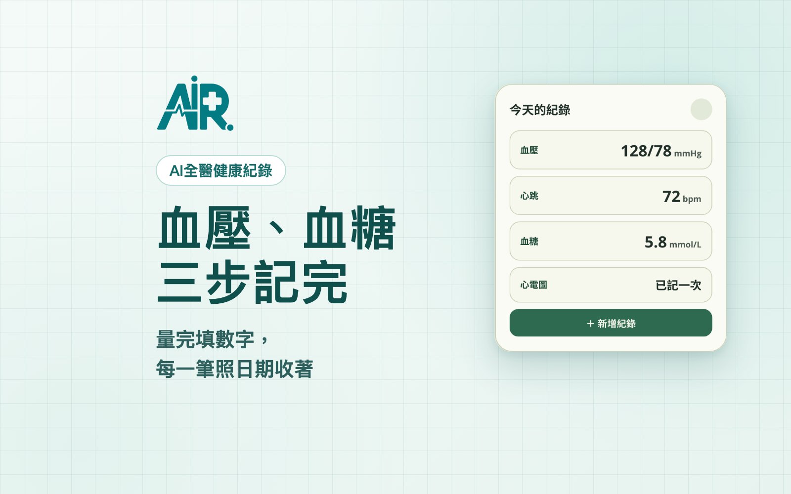 在家量的血壓、血糖怎麼記？AI全醫三步記完